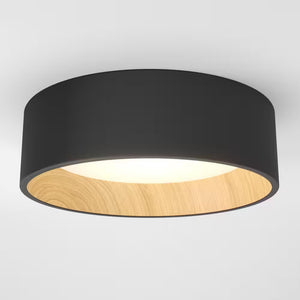 Alton 13 In. 1-Light Modern Black and Wood Integrated LED 3 CCT Flush Mount Ceiling Light Fixture for Kitchen or Bedroom