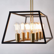 Load image into Gallery viewer, Carter 8-Light Black and Gold Modern Industrial Cage Chandelier Light Fixture for Dining Room or Kitchen