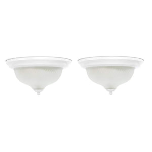 11 In. 2-Light Oil-Rubbed Bronze Flush Mount with Frosted Swirl Glass Shade