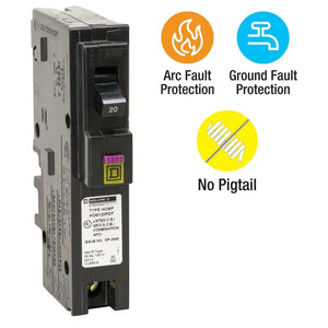 Homeline 20 Amp Single-Pole Plug-On Neutral Dual Function (CAFCI and GFCI) Circuit Breaker