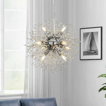 Load image into Gallery viewer, 39 In. 12-Light Modern Firework Chrome Crystal Chandelier Glam round Pendant Light Fixture for Dining Room with LED Bulb