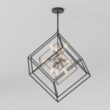 Load image into Gallery viewer, Imperium 9-Light Brushed Nickel Modern Sputnik Geometric Cage Chandelier Light Fixture for Dining Room or Kitchen