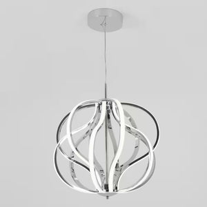 Meridian 30-Watt 1 Light Chrome Modern Integrated LED Pendant Light Fixture for Dining Room or Kitchen