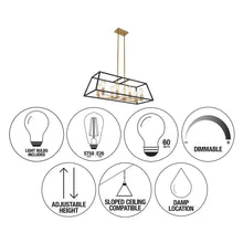 Load image into Gallery viewer, Carter 8-Light Black and Gold Modern Industrial Cage Chandelier Light Fixture for Dining Room or Kitchen