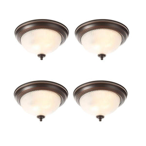 11 In. 2-Light Oil-Rubbed Bronze Flush Mount with Frosted Swirl Glass Shade