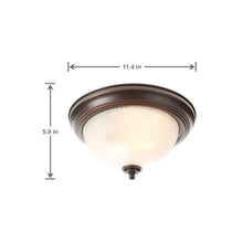 Load image into Gallery viewer, 11 In. 2-Light Oil-Rubbed Bronze Flush Mount with Frosted Swirl Glass Shade