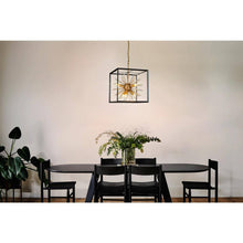 Load image into Gallery viewer, 6-Light Modern Gold Satellite Sputnik Sphere Chandeliers Pendant Lighting with Square Black Cage