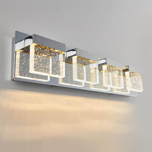 Bubble Cube 24 In. 4-Light Chrome Modern Integrated LED Vanity Light Bar for Bathroom with Bubble Glass