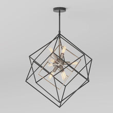 Load image into Gallery viewer, Imperium 9-Light Brushed Nickel Modern Sputnik Geometric Cage Chandelier Light Fixture for Dining Room or Kitchen