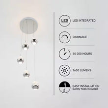 Load image into Gallery viewer, Oracle 22-Watt 5 Light Chrome Modern Integrated LED Pendant Light Fixture for Dining Room or Kitchen