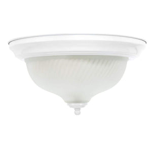 11 In. 2-Light Oil-Rubbed Bronze Flush Mount with Frosted Swirl Glass Shade