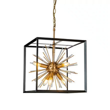 Load image into Gallery viewer, 6-Light Modern Gold Satellite Sputnik Sphere Chandeliers Pendant Lighting with Square Black Cage