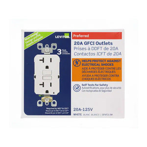 20 Amp 125-Volt Duplex Self-Test Slim GFCI Outlet, White (4-Pack)