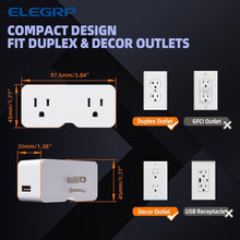 Load image into Gallery viewer, 3 Prong Outlet Extender with 2 Type a USB Wall Charger, Plug Adapter (White, 2-Pack)