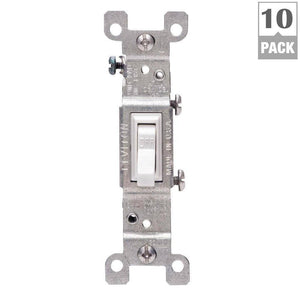 15 Amp Single-Pole Switch, White (10-Pack)