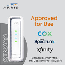 Load image into Gallery viewer, ARRIS Surfboard SB8200 DOCSIS 3.1 Cable Modem | Approved for Comcast Xfinity, Cox, Charter Spectrum, &amp; More | Two 1 Gbps Ports | 1 Gbps Max Internet Speeds | 4 OFDM Channels | 2 Year Warranty