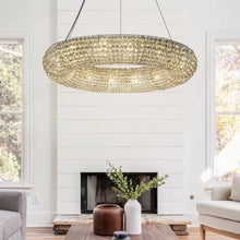 Load image into Gallery viewer, 41In. 18-Light Buld Included Glam Halo round Chandelier with Crystal Beads Accents