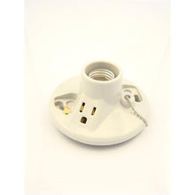 Load image into Gallery viewer, Glazed Porcelain Lamp Holder with Pull Chain and Outlet