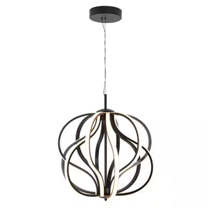 Meridian 30-Watt 1 Light Chrome Modern Integrated LED Pendant Light Fixture for Dining Room or Kitchen