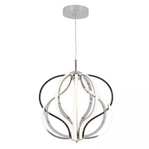 Meridian 30-Watt 1 Light Chrome Modern Integrated LED Pendant Light Fixture for Dining Room or Kitchen