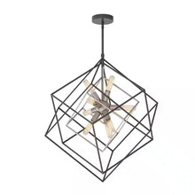 Load image into Gallery viewer, Imperium 9-Light Brushed Nickel Modern Sputnik Geometric Cage Chandelier Light Fixture for Dining Room or Kitchen