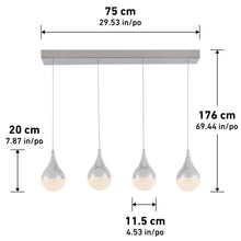 Load image into Gallery viewer, Glitzer 24-Watt 4 Light Chrome Modern Integrated LED Pendant Light Fixture for Dining Room or Kitchen