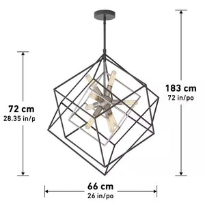 Imperium 9-Light Brushed Nickel Modern Sputnik Geometric Cage Chandelier Light Fixture for Dining Room or Kitchen