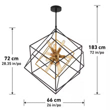 Load image into Gallery viewer, Imperium 9-Light Black and Gold Modern Sputnik Geometric Cage Chandelier Light Fixture for Dining Room or Kitchen