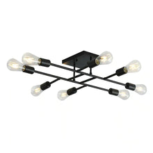 Load image into Gallery viewer, Modern 28 In. 8-Light Gold Sputnik Linear Semi-Flush Mount Ceiling Lighting Fixture