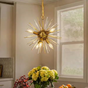 6-Light Modern Gold Sputnik Sphere Chandelier Starburst Satellite Pendant Ceiling Lighting