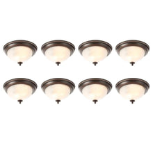 Load image into Gallery viewer, 11 In. 2-Light Oil-Rubbed Bronze Flush Mount with Frosted Swirl Glass Shade