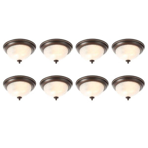 11 In. 2-Light Oil-Rubbed Bronze Flush Mount with Frosted Swirl Glass Shade