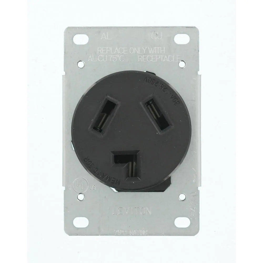 30 Amp 125-Volt/250-Volt Shallow Single Flush Mounted Outlet, Black