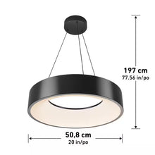 Load image into Gallery viewer, Aiden Drum 31-Watt 1 Light Black Modern 5 CCT Integrated LED Pendant Light Fixture for Dining Room or Kitchen