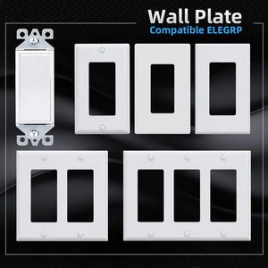 Decor 15 Amp Single Pole Rocker Light Switch with Wall Plate, White (10-Pack)