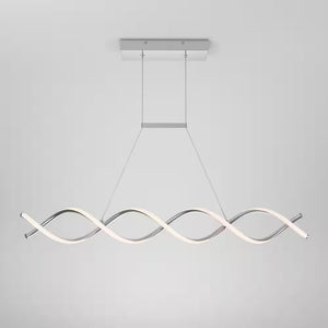 DNA Linear 16-Watt 1 Light Chrome Modern Integrated LED Pendant Light Fixture for Dining Room or Kitchen