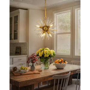 6-Light Modern Gold Sputnik Sphere Chandelier Starburst Satellite Pendant Ceiling Lighting