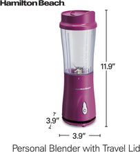 Load image into Gallery viewer, Hamilton Beach Shakes and Smoothies with Bpa-Free Personal Blender, 14 Oz, Raspberry