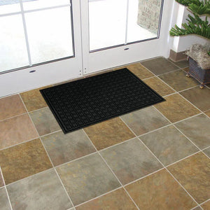 Black 24 In. X 36 In. Fiber and Rubber Commercial Door Mat