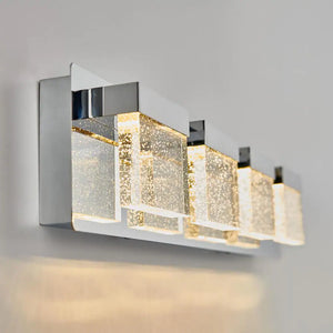 Bubble Cube 24 In. 4-Light Chrome Modern Integrated LED Vanity Light Bar for Bathroom with Bubble Glass