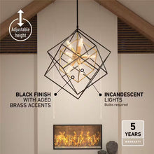 Load image into Gallery viewer, Imperium 9-Light Black and Gold Modern Sputnik Geometric Cage Chandelier Light Fixture for Dining Room or Kitchen