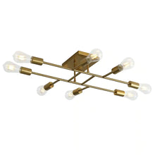 Load image into Gallery viewer, Modern 28 In. 8-Light Gold Sputnik Linear Semi-Flush Mount Ceiling Lighting Fixture