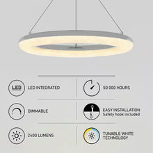 Load image into Gallery viewer, Famous Optical 25-Watt 1 Light Chrome Modern 5 CCT Integrated LED Pendant Light Fixture for Dining Room or Kitchen