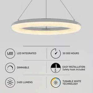 Famous Optical 25-Watt 1 Light Chrome Modern 5 CCT Integrated LED Pendant Light Fixture for Dining Room or Kitchen