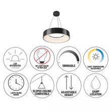 Load image into Gallery viewer, Aiden Drum 31-Watt 1 Light Black Modern 5 CCT Integrated LED Pendant Light Fixture for Dining Room or Kitchen