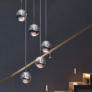 Oracle 22-Watt 5 Light Chrome Modern Integrated LED Pendant Light Fixture for Dining Room or Kitchen