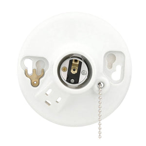 Glazed Porcelain Lamp Holder with Pull Chain and Outlet