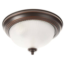 Load image into Gallery viewer, 11 In. 2-Light Oil-Rubbed Bronze Flush Mount with Frosted Swirl Glass Shade