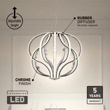 Load image into Gallery viewer, Meridian 30-Watt 1 Light Chrome Modern Integrated LED Pendant Light Fixture for Dining Room or Kitchen