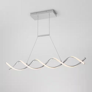 DNA Linear 16-Watt 1 Light Chrome Modern Integrated LED Pendant Light Fixture for Dining Room or Kitchen